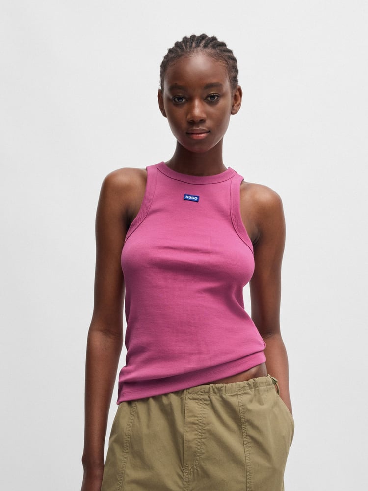 HUGO Blue HUGO Slim Fit Stretch Cotton Top With Logo Badge - Bild 1 von 5