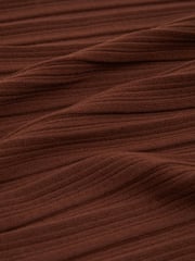 Paige Ribbed Bodycon Midi Brown Dress - Image 5 of 5