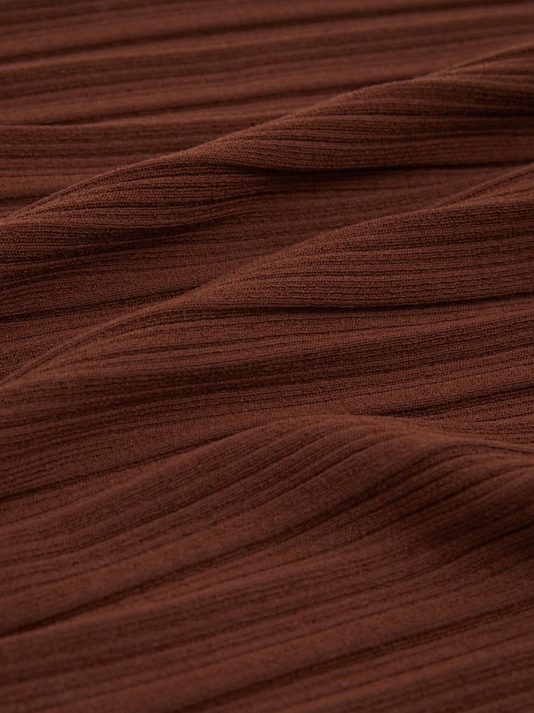 Paige Ribbed Bodycon Midi Brown Dress - Image 5 of 5