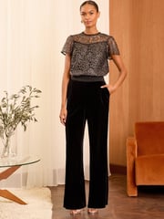 Love & Roses Silver Metallic Lace Shell Top - Image 4 of 4