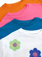 Multi Bright 100% Cotton Sequin Flowers Boxy T-Shirts 4 Pack (3-16yrs) - Image 11 of 11