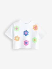 Multi Bright 100% Cotton Sequin Flowers Boxy T-Shirts 4 Pack (3-16yrs) - Image 5 of 11