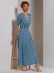 Jolie Moi Green Bree Half Sleeve Jersey Maxi Dress - Image 5 of 6