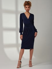 Jolie Moi Blue Kinslee Long Sleeve Pegged Dress - Image 1 of 6