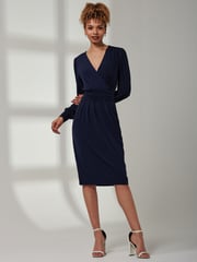 Jolie Moi Blue Kinslee Long Sleeve Pegged Dress - Image 5 of 6