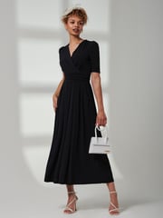 Jolie Moi Black Bree Half Sleeve Jersey Maxi Dress - Image 1 of 6