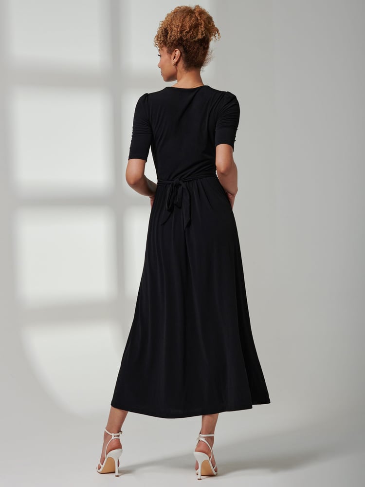 Jolie Moi Black Bree Half Sleeve Jersey Maxi Dress - Image 2 of 6