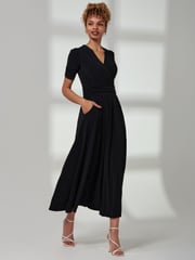 Jolie Moi Black Bree Half Sleeve Jersey Maxi Dress - Image 5 of 6