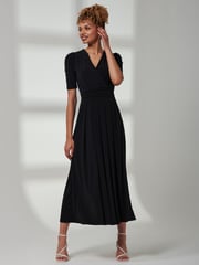Jolie Moi Black Bree Half Sleeve Jersey Maxi Dress - Image 6 of 6