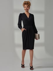 Jolie Moi Black Kinslee Long Sleeve Pegged Dress - Image 1 of 6