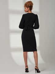 Jolie Moi Black Kinslee Long Sleeve Pegged Dress - Image 2 of 6