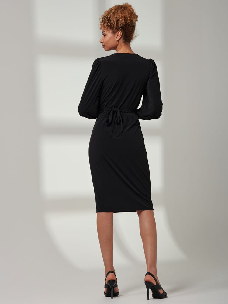 Jolie Moi Black Kinslee Long Sleeve Pegged Dress - Image 2 of 6