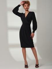 Jolie Moi Black Kinslee Long Sleeve Pegged Dress - Image 4 of 6