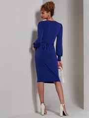 Jolie Moi Mid Blue Kinslee Long Sleeve Pegged Dress - Image 2 of 6