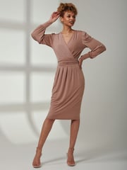 Jolie Moi Pink Kinslee Long Sleeve Pegged Dress - Image 6 of 6