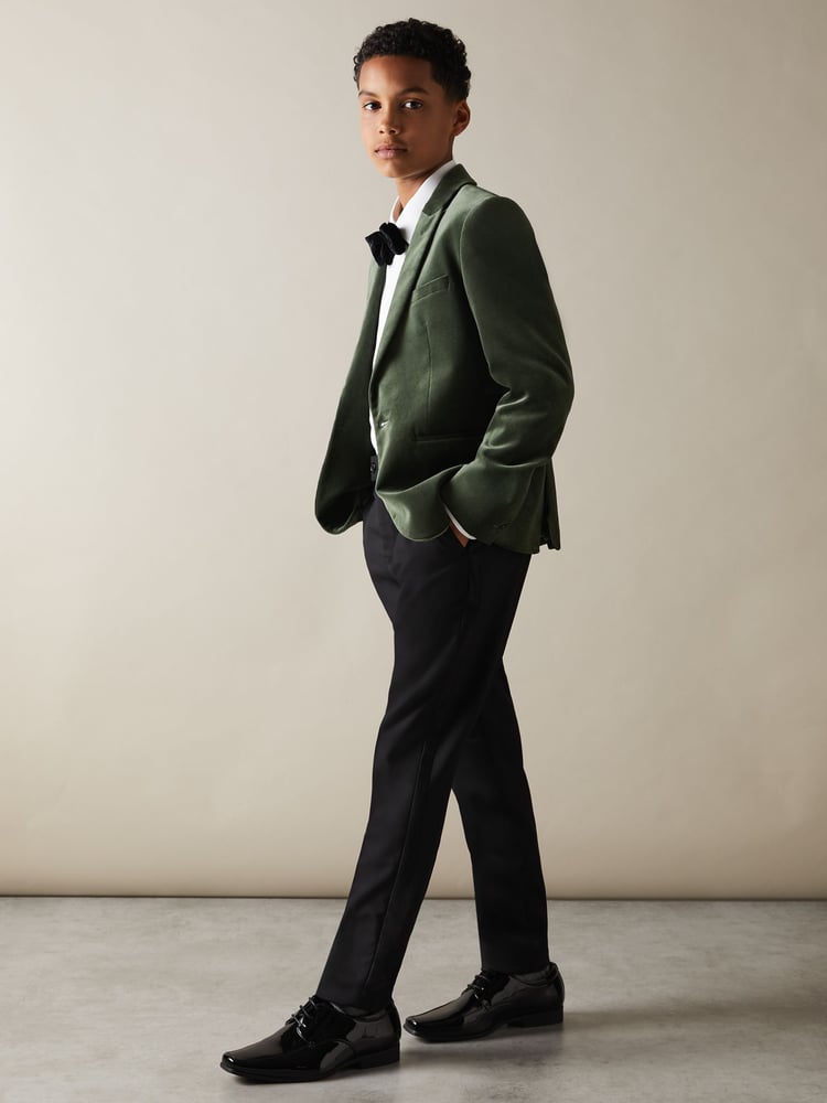 Reiss Sage Green Apsara 9-13 yrs Velvet Single Breasted Blazer - Image 2 of 3