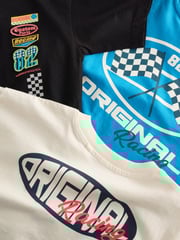 Blue/Ecru Racing Car Relaxed Fit Graphic Print Short Sleeve 100% Cotton T-Shirts 3 Pack (3-16yrs) - Image 8 of 8