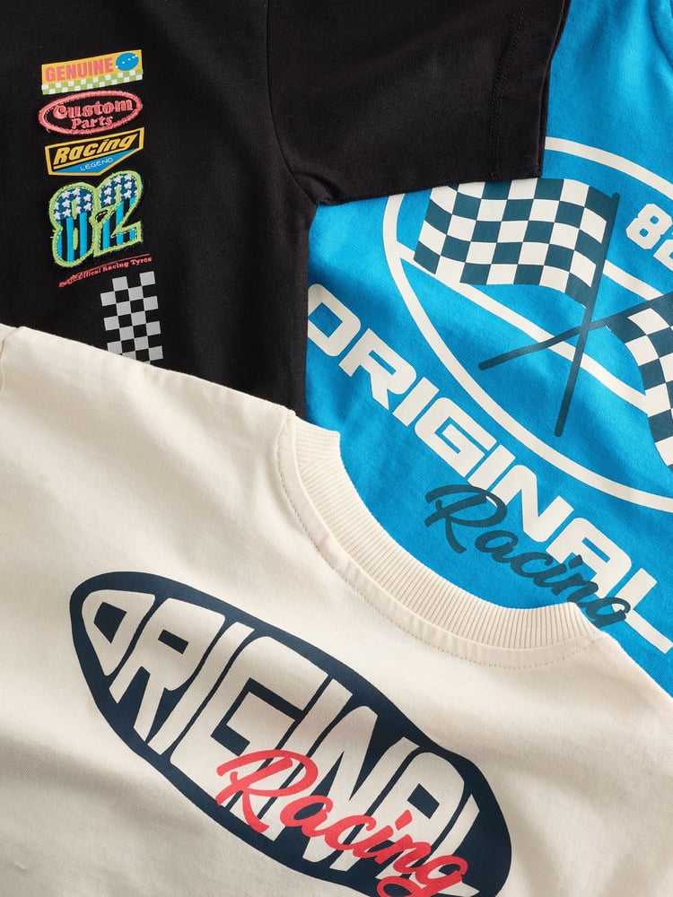 Blue/Ecru Racing Car Relaxed Fit Graphic Print Short Sleeve 100% Cotton T-Shirts 3 Pack (3-16yrs) - Image 8 of 8