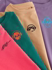 Green/Red/Camel/Purple Short Sleeve Small Graphic T-Shirts 4 Pack (3-16yrs) - Image 8 of 8