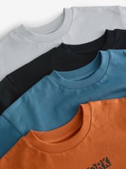 Rust Brown/Black/Blue/Grey Relaxed Fit Graphic Short Sleeve T-Shirts 4 Pack (3-16yrs) - Image 7 of 9
