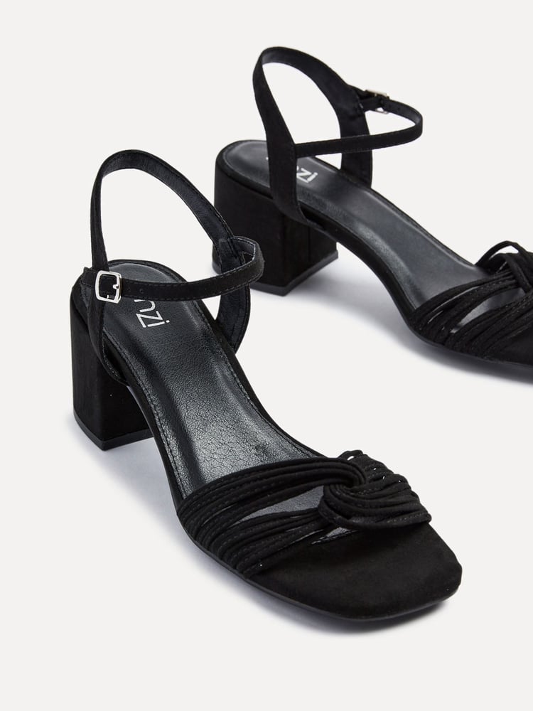 Linzi Black Susanna Block Heeled Sandals With Knotted Front Detail - Image 5 of 5