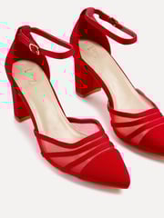 Linzi Red Tasha Scuba Block Court Heels With Mesh Front Detail - Image 5 of 5