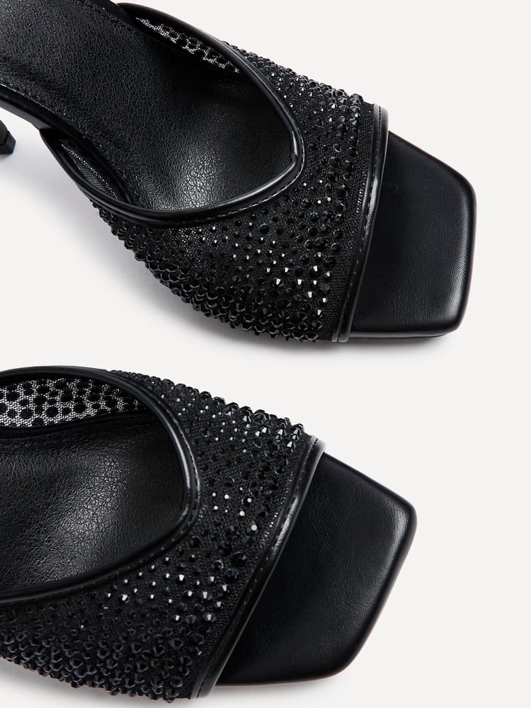 Linzi Black Erica Mesh Diamante Stiletto Heeled Sandals - Image 5 of 5