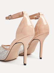 Linzi Nude Erica Mesh Diamante Stiletto Heeled Sandals - Image 3 of 5