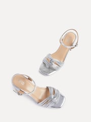Linzi Silver Susanna Block Heeled Sandals With Knotted Front Detail - Image 4 of 5