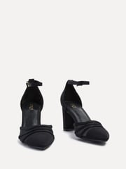 Linzi Black Tasha Scuba Block Court Heels With Mesh Front Detail - Image 3 of 5