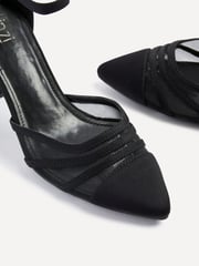 Linzi Black Tasha Scuba Block Court Heels With Mesh Front Detail - Image 5 of 5
