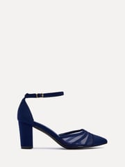 Linzi Blue Tasha Scuba Block Court Heels With Mesh Front Detail - Image 2 of 5