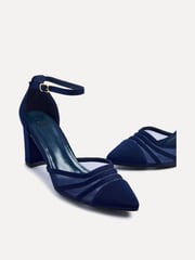 Linzi Blue Tasha Scuba Block Court Heels With Mesh Front Detail - Image 4 of 5