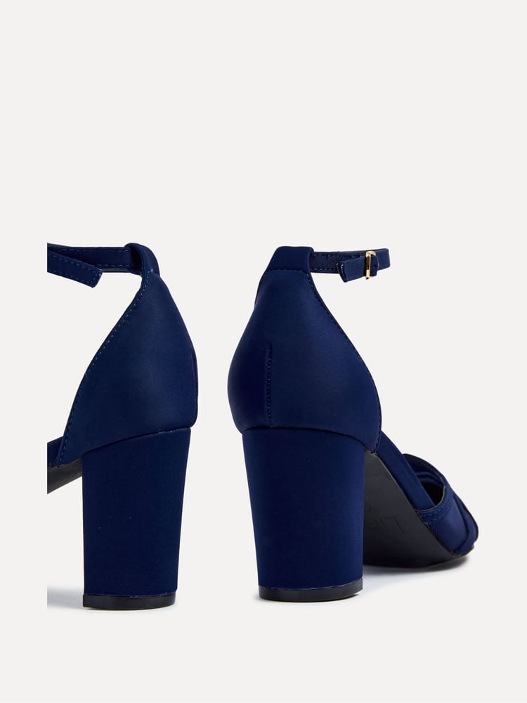 Linzi Blue Tasha Scuba Block Court Heels With Mesh Front Detail - Image 5 of 5