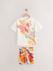 Ecru Butterfly Oversized T-Shirt And Cycle Shorts Top & Shorts Set (3-16yrs) - Image 6 of 9