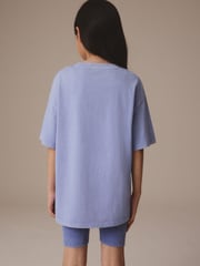 Lilac Purple Oversized T-Shirt And Cycle Shorts Top & Shorts Set (3-16yrs) - Image 3 of 9