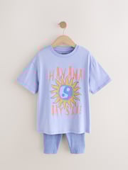 Lilac Purple Oversized T-Shirt And Cycle Shorts Top & Shorts Set (3-16yrs) - Image 5 of 9