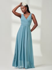 Jolie Moi Green Pleated Bodice Chiffon Maxi Dress - Image 1 of 6