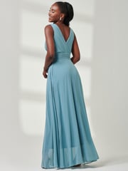 Jolie Moi Green Pleated Bodice Chiffon Maxi Dress - Image 2 of 6