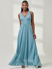 Jolie Moi Green Pleated Bodice Chiffon Maxi Dress - Image 5 of 6