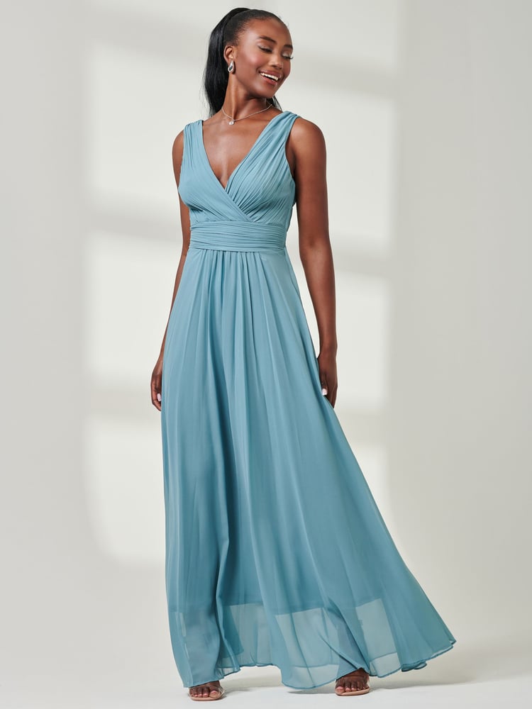 Jolie Moi Green Pleated Bodice Chiffon Maxi Dress - Image 6 of 6