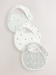 Black/White Baby Regular 100% Cotton Bibs 3 Pack - Image 1 of 6