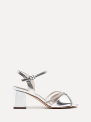 Linzi Silver Zoey Block Heeled Sandals With Diamante Front Straps - Image 2 of 5