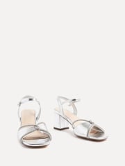 Linzi Silver Zoey Block Heeled Sandals With Diamante Front Straps - Image 3 of 5