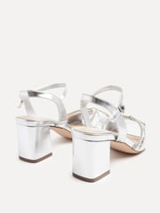 Linzi Silver Zoey Block Heeled Sandals With Diamante Front Straps - Image 5 of 5