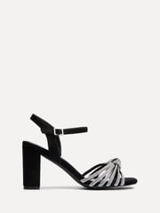 Linzi Black Sanora Block Heeled Sandals With Diamante Front Strap - Image 2 of 5