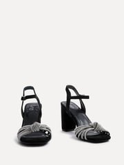 Linzi Black Sanora Block Heeled Sandals With Diamante Front Strap - Image 3 of 5