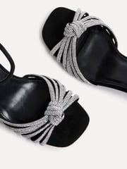 Linzi Black Sanora Block Heeled Sandals With Diamante Front Strap - Image 5 of 5
