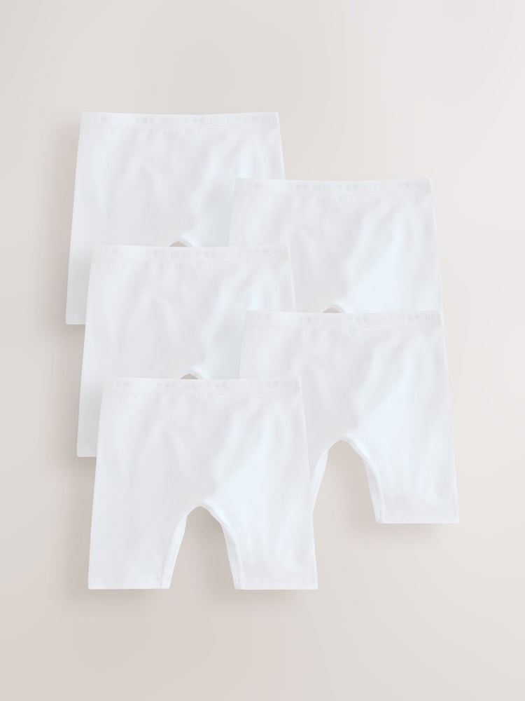 White Shorts Long Leg Briefs 5 Pack (2-16yrs) - Image 1 of 9