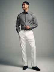 Grey Textured/Black Slim Fit Double Cuff Shirt And Bow Tie Pack - Image 2 of 7
